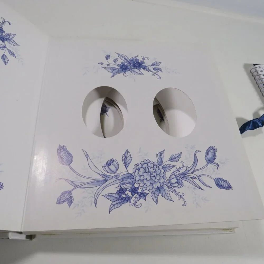 Vintage Style Photo Album: frame style, French Blue and White Floral Toile Twall